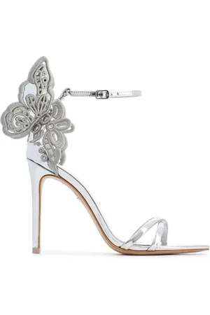 SOPHIA WEBSTER Schoenen, Dames, Grijs, 39 EU, Zilveren Sandalen met Saw 24018 Stijl