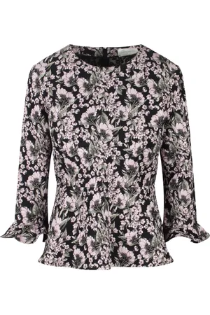 GIUSEPPE DI MORABITO Blouses & Shirts, Dames, Zwart, M, Wol, Zwarte Bloemen Top voor Vrouwen