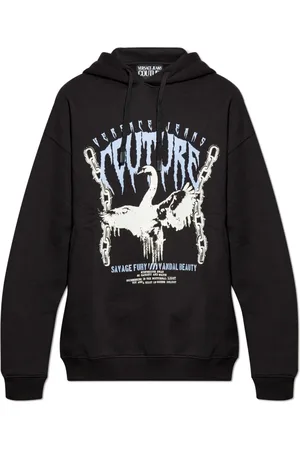 VERSACE Sweatshirts & Hoodies, Heren, Zwart, XL, Katoen, Gedrukte sweatshirt