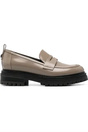 Sergio Rossi Schoenen, Dames, Bruin, 40 EU, Leer, Taupe Kalfsleer Dikke Zool Sandalen