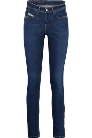 Diesel Jeans, Dames, Blauw, W29, Katoen, Super Skinny Jeans met Contraststiksels