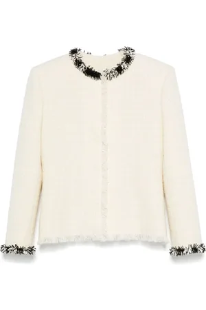 Givenchy Jassen, Dames, , M, Tweed, Tweed Jas met Kralenversiering