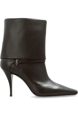 Saint Laurent Schoenen, Dames, Bruin, 37 EU, Leer, Gehakte enkellaarsjes Ricky