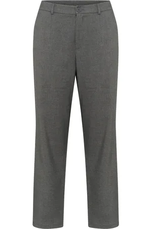 Kaffe Broeken, Dames, Grijs, 7Xl, Polyester, Donkergrijze Melange Straight Broek