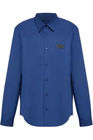 VERSACE Overhemden, Heren, Blauw, S, Shirt met applicatie