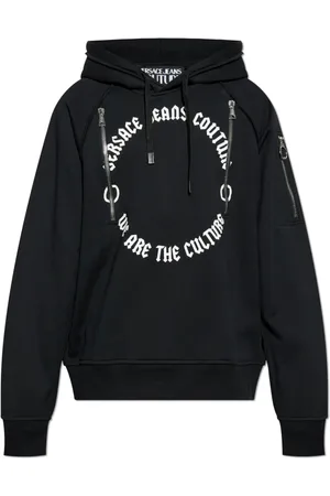 VERSACE Sweatshirts & Hoodies, Heren, Zwart, 2Xl, Katoen, Sweatshirt met ritssluiting zakken