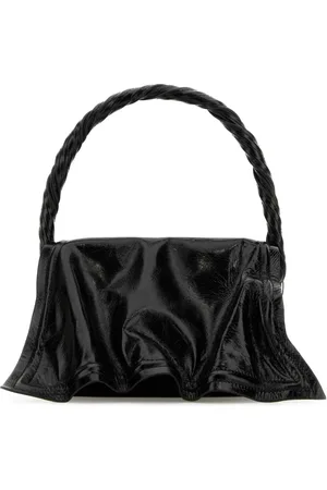 Y / PROJECT Tassen, Dames, Zwart, ONE Size, Stijlvolle Zwarte Leren Handtas