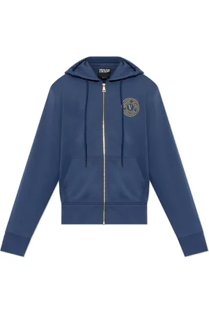 VERSACE Sweatshirts & Hoodies, Heren, Blauw, M, Katoen, Rits-sweatshirt