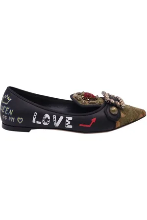 Dolce & Gabbana Schoenen, Dames, Zwart, 36 EU, Leer, Zwarte leren kalfsleren pumps met logoprint