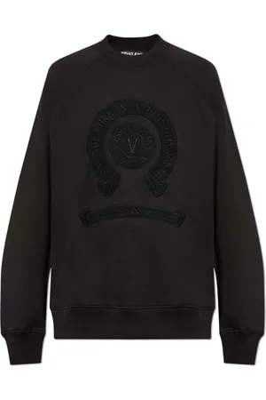 VERSACE Sweatshirts & Hoodies, Heren, Zwart, S, Sweatshirt met geborduurd logo