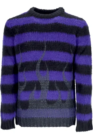 Vision Of Super Truien, Heren, Veelkleurig, S, Wol, Vlammenprint Crew Neck Sweater