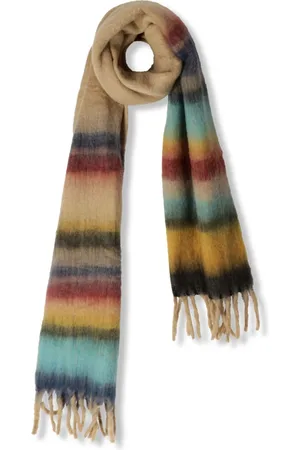 NOTRE-V Accessoires, Dames, Veelkleurig, ONE Size, Polyester, Kleurrijke Hind Sjaal met Beige Franjes