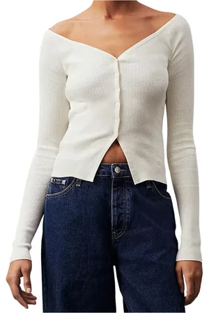 Calvin Klein Truien, Dames, Wit, M, Witte Sweater Collectie