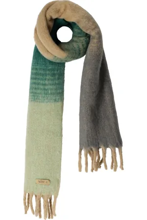 NOTRE-V Accessoires, Dames, Veelkleurig, ONE Size, Polyester, Groene Hind Sjaal met Franjes