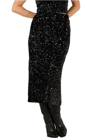 NOTRE-V Rokken, Dames, Zwart, XL, Zwarte Midi Rok Nv-Embla Stijl