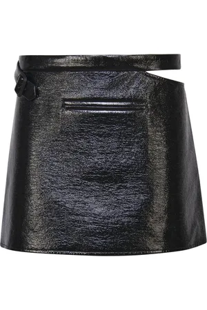 Courrèges Rokken, Dames, Zwart, S, Zwarte Glanzende Mini Rok Zijkant Uitsnijding