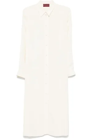 Gucci Kleedjes, Dames, Wit, M, Witte Maxi Jurk met Riem
