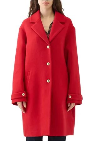 Roberto Cavalli Mantels, Dames, Rood, S, Wol, Rode Wollen Oversized Jas