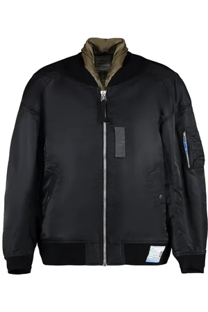 MIHARA YASUHIRO Jassen, Heren, Zwart, M, Polyester, Geribbelde Oversized Bomberjack