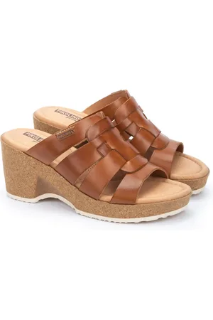 Pikolinos Schoenen, Dames, Bruin, 40 EU, Comfortabele Sleehak Sandaal met Gewatteerde Binnenzool