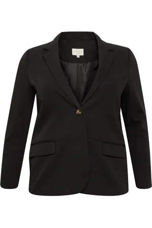Kaffe Jassen, Dames, Zwart, 4Xl, Leer, Klassieke Blazer Jas Zwart Diep