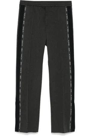 Gucci Broeken, Heren, Grijs, L, Wol, Logo Trim Wollen Broek