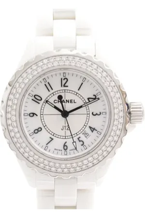 CHANEL Pre-owned, Dames, Wit, ONE Size, Leer, Pre-owned Plastic watches