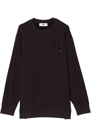 Fendi Sweatshirts & Hoodies, Dames, Paars, M, Katoen, Crewneck Sweatshirt