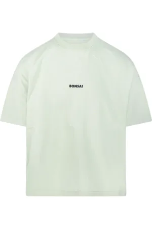 BONSAI Tops, Heren, Groen, M, Katoen, Groen Logo Oversized Fit T-Shirt