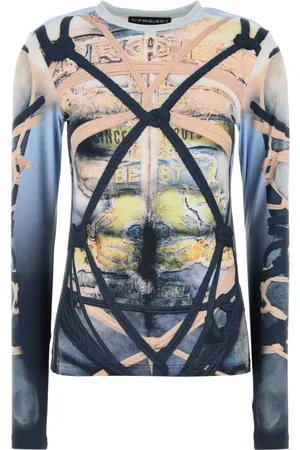 Y / PROJECT Tops, Dames, Veelkleurig, S, Nylon, Stretch Nylon Printed T-shirt