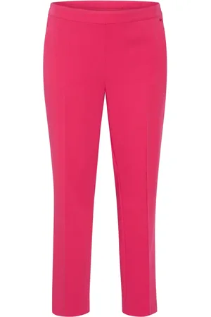Kaffe Broeken, Dames, Roze, 2Xl, Broek met rechte pijpen, elastische tailleband en zijzakken
