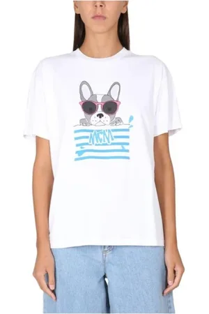 MCM Tops, Heren, Wit, M, Katoen, Casual Katoenen T-shirt
