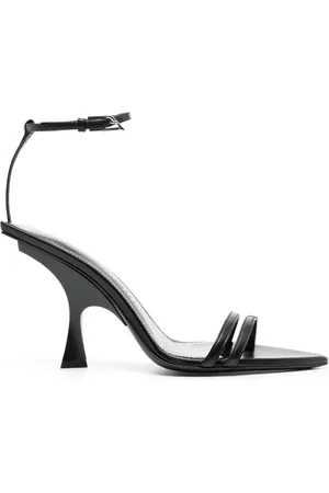 The Attico Schoenen, Dames, Zwart, 38 EU, Leer, Zwarte Sandalen Ester Mismatch Stijl