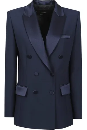 HEBE STUDIO Jassen, Dames, Blauw, L, Polyester, Blauwe Polyesterjas Gemaakt in Italië
