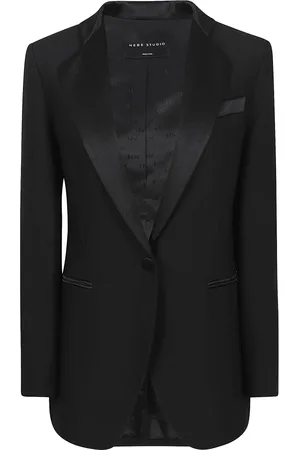 HEBE STUDIO Jassen, Dames, Zwart, L, Polyester, Zwarte Polyesterjas Gemaakt in Italië