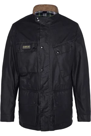Barbour Jassen, Heren, Zwart, L, Katoen, Klassieke Zwarte Gewaxte Motorjas