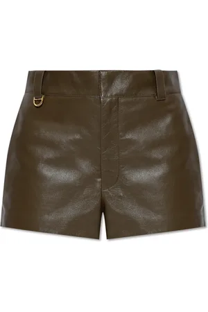 Chloé Korte broeken, Dames, Groen, M, Leer, Leren Shorts