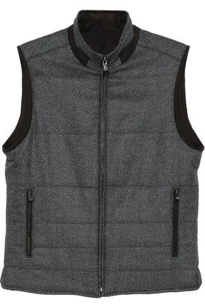 corneliani Jassen, Heren, Grijs, M, Wol, Wollen Twill Reversible Gilet met Zakken
