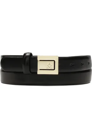 Kazar Accessoires, Dames, Zwart, 80 CM, Leer, Smalle zwarte riem met ingebouwde gesp