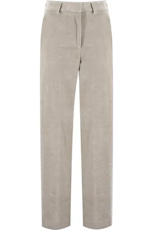 ANTONELLI Broeken, Dames, Grijs, L, Katoen, Katoenen Corduroy Hoge Taille Broek