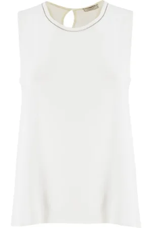 PESERICO SIGN Tops, Dames, Wit, M, Lurex Crew-Neck Top