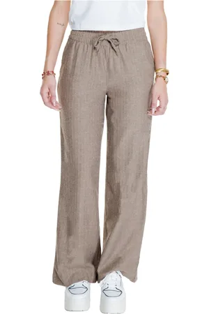 JACQUELINE DE YONG Broeken, Dames, Bruin, S, Katoen, Bruine Vetersluiting Broek Herfst/Winter Stijl