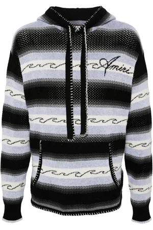 AMIRI Sweatshirts & Hoodies, Heren, Veelkleurig, L, Katoen, Gestreepte Gebreide Hoodie