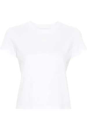 Alexander Wang Tops, Dames, Wit, XS, Katoen, Wit Logo Crew Neck Katoenen T-shirt