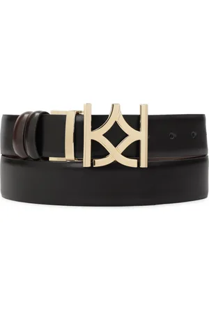 Kazar Accessoires, Dames, Zwart, 100 CM, Leer, Zwart en bruin dubbelzijdig leren riem