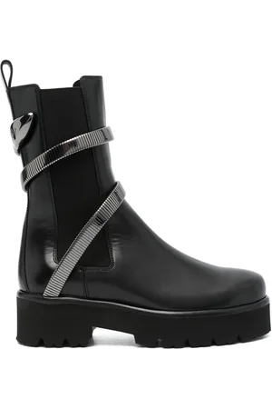 RENE CAOVILLA Schoenen, Dames, Zwart, 38 EU, Zwarte Leren Laarzen