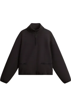 Woolrich Sweatshirts & Hoodies, Dames, Zwart, S, Katoen, Zwarte Katoenen Trui met Rits