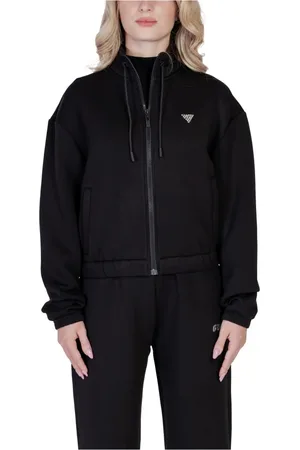 Guess Sweatshirts & Hoodies, Dames, Zwart, L, Zwarte Rits Hoodie
