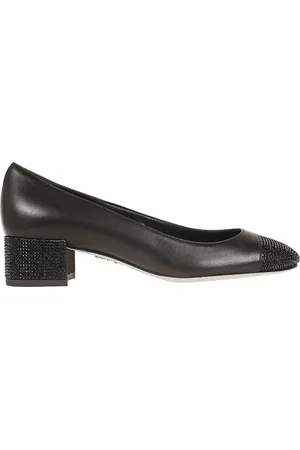 RENE CAOVILLA Schoenen, Dames, Zwart, 40 EU, Leer, Zwarte Lam Jet Strass Pumps