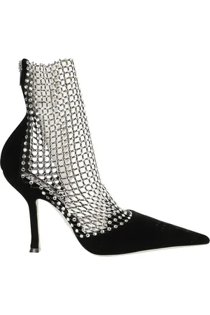 RENE CAOVILLA Schoenen, Dames, Zwart, 40 EU, Kristal Strass Slingback Mid-High Heel